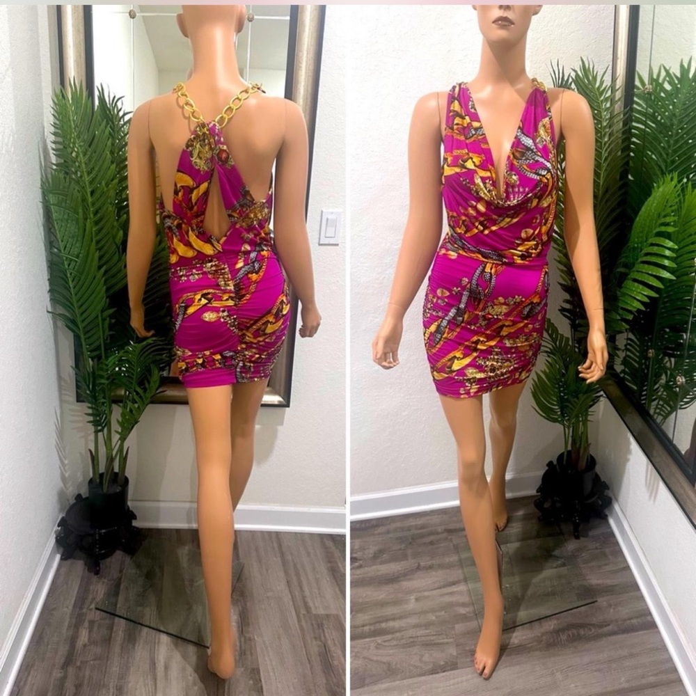 Symphony Pink Ruched Bodycon Dress M